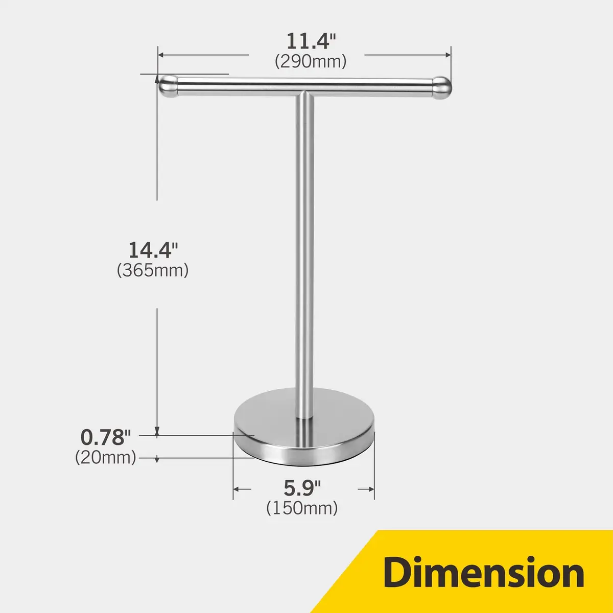 WAYDELI T-Shape Hand Towel Holder Stand 29.2 cm (11.5 in) | Heavy Weighted Base for Bathroom Countertops - view 5