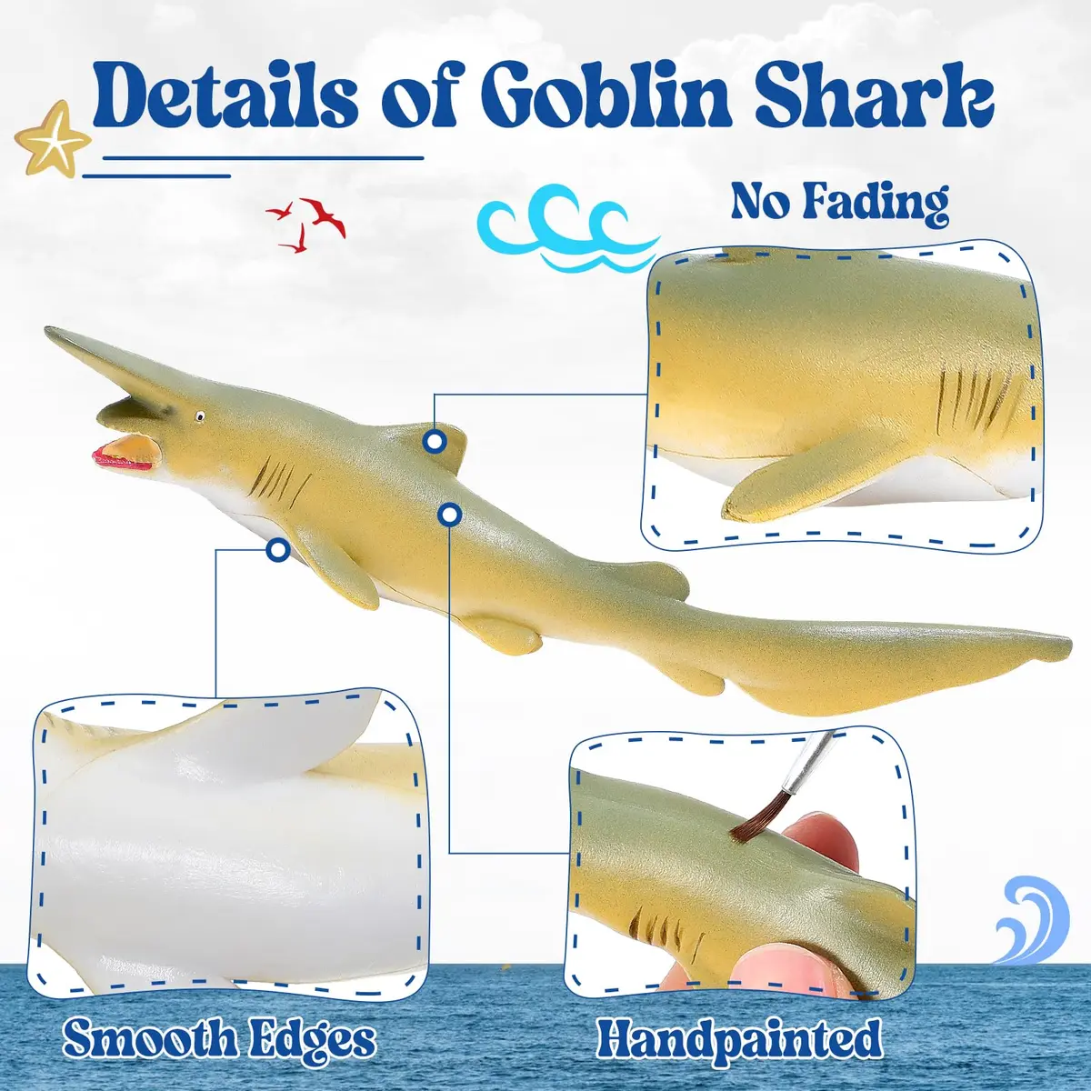 Milisten Goblin Shark Toy Figure 18.8cm (7.4in) | Realistic Deep Sea Animal Model - view 3