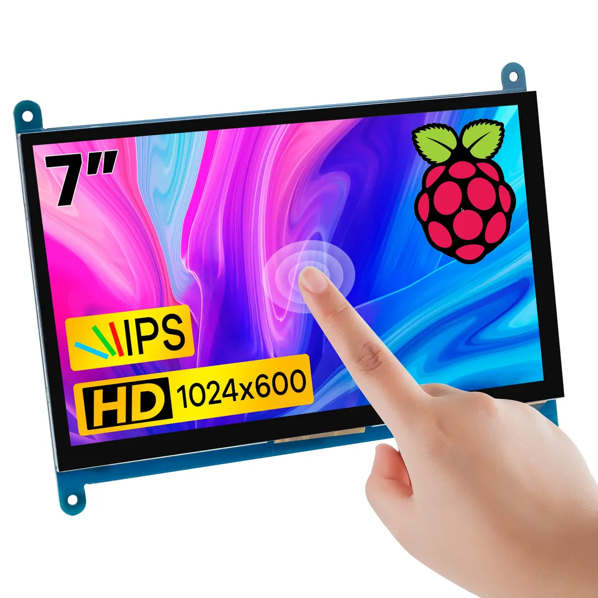 Hosyond 7 Inch IPS LCD Touch Screen Monitor 1024x600 (18cm) | 5-Point Capacitive Touch, HDMI Input, 16:9 Aspect Ratio - main product image