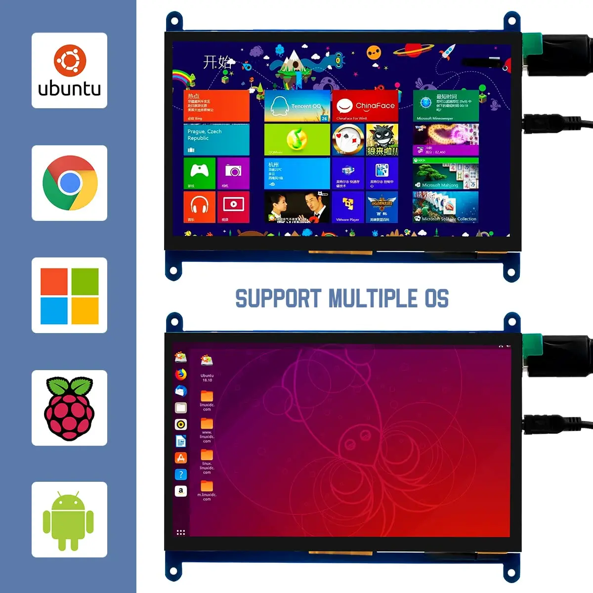 Hosyond 7 Inch IPS LCD Touch Screen Monitor 1024x600 (18cm) | 5-Point Capacitive Touch, HDMI Input, 16:9 Aspect Ratio - view 6