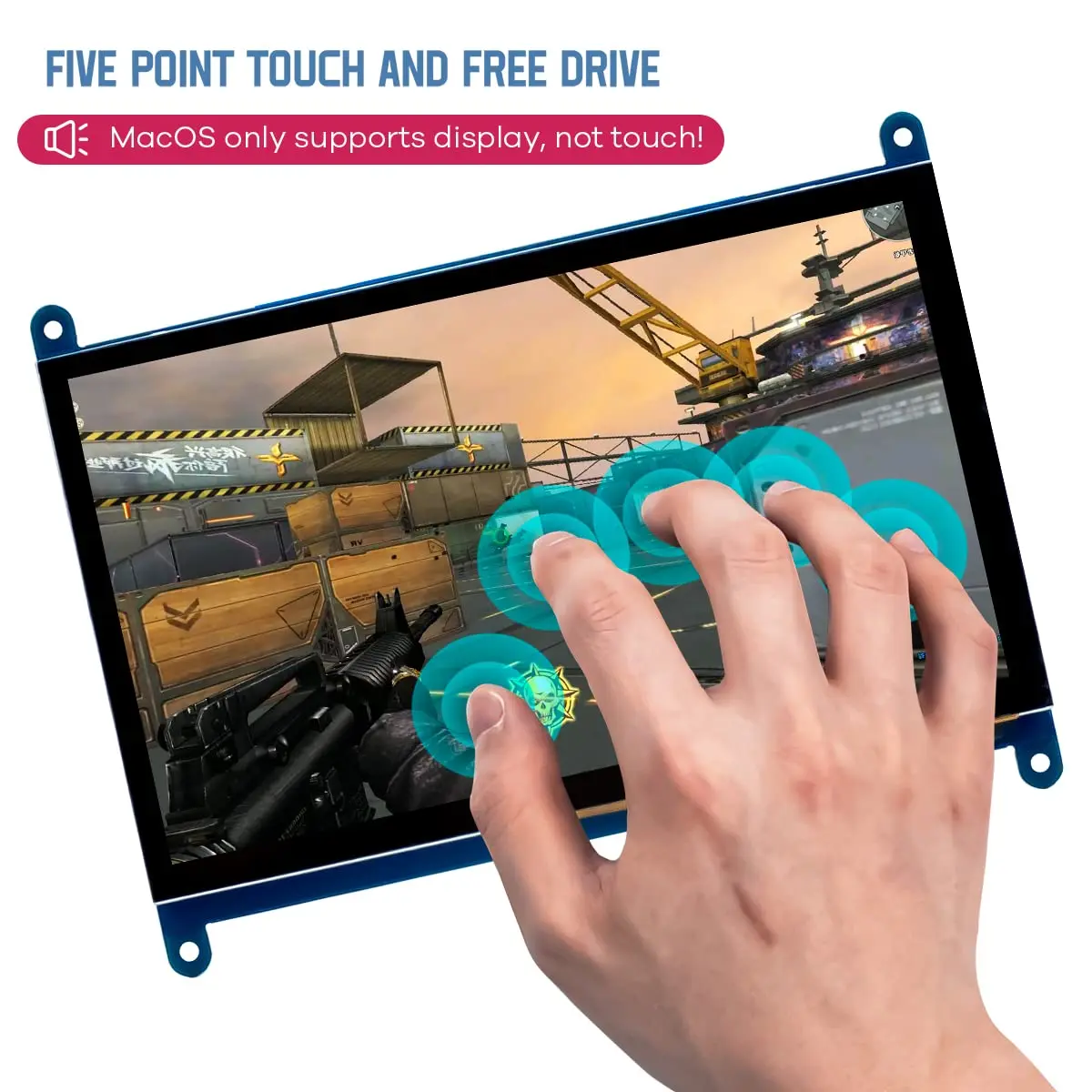 Hosyond 7 Inch IPS LCD Touch Screen Monitor 1024x600 (18cm) | 5-Point Capacitive Touch, HDMI Input, 16:9 Aspect Ratio - view 3