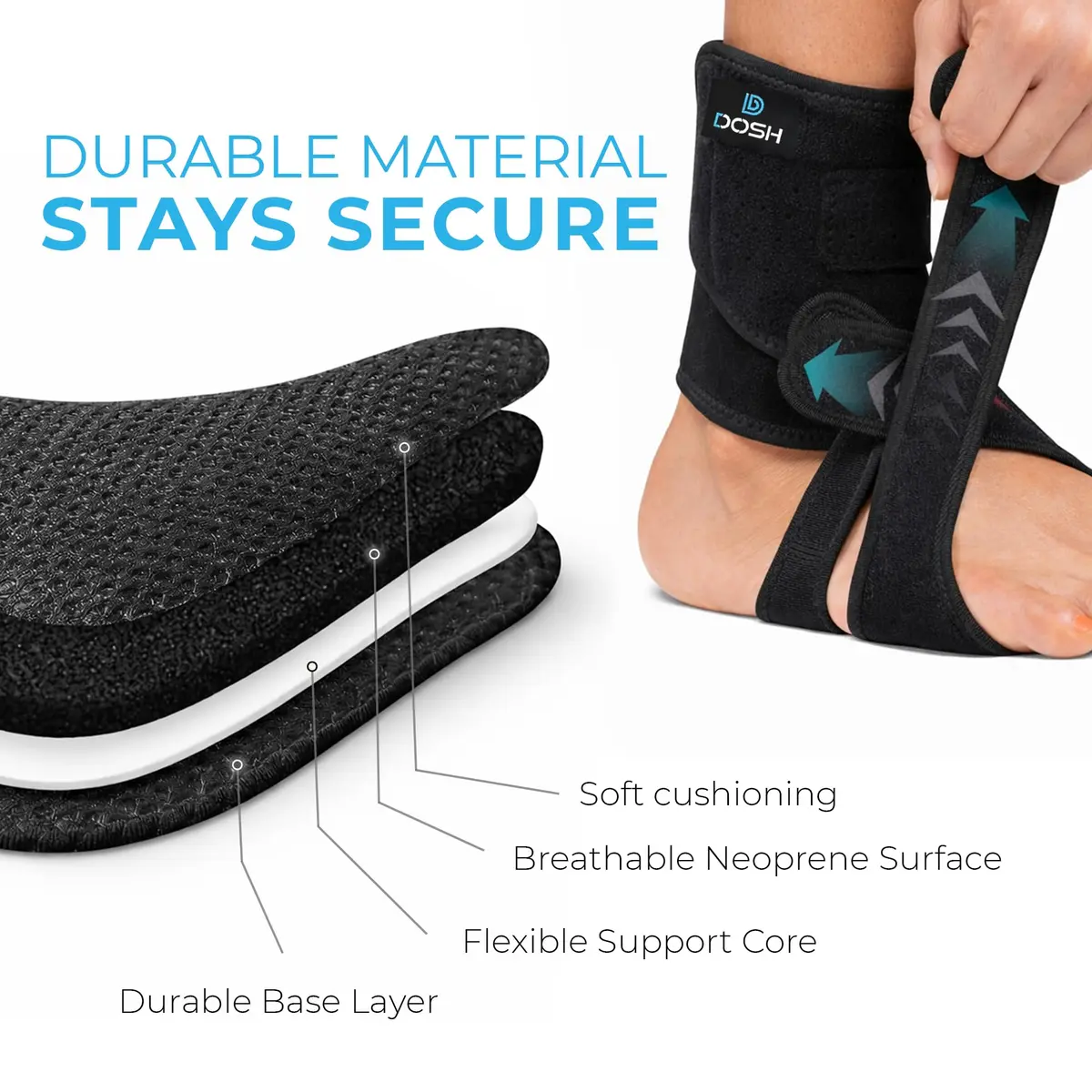 Dosh Left Foot Drop Brace for Walking & Sleeping - Soft AFO Support - Unisex One Size (Black) - view 5