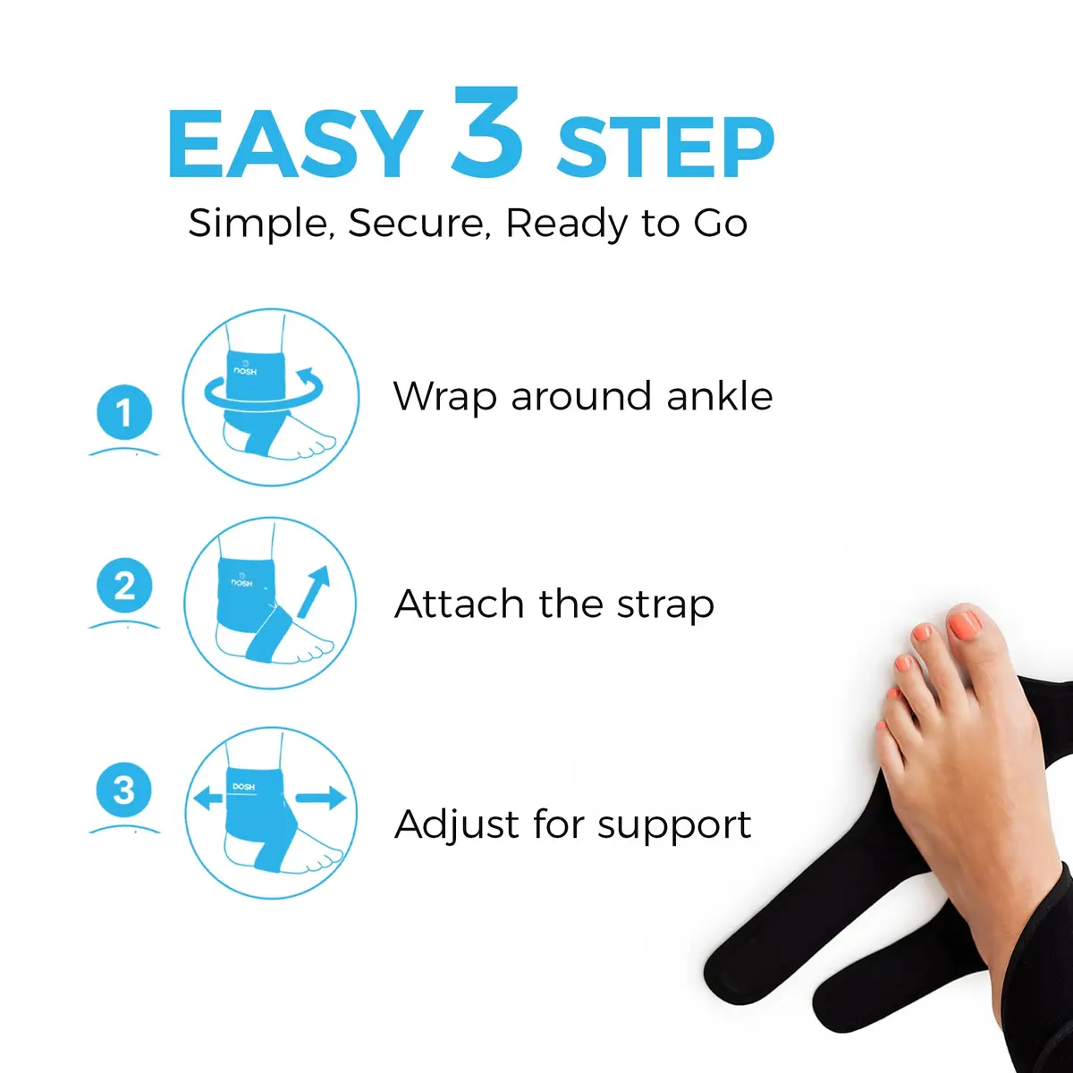 Dosh Right AFO Foot Drop Brace for Walking - Soft Ankle Foot Orthosis 10.16 cm (4 Inches) Length | FDA Approved Consumer Device - view 7
