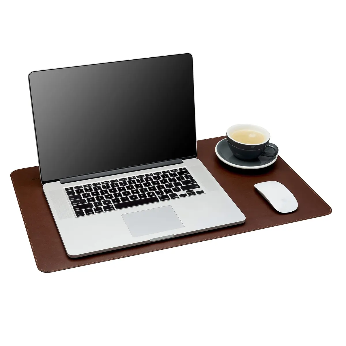 Gallaway Leather Desk Mat - Medium 61cm x 35.5cm (24" x 14") Dark Brown | Smooth PU Leather Writing Pad with Non-Slip Felt Base - main product image