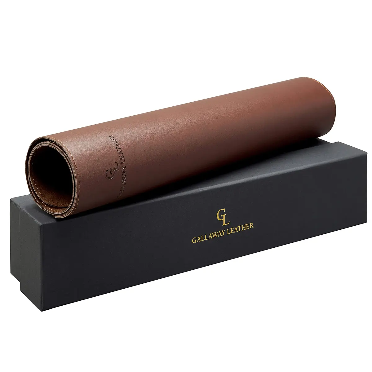 Gallaway Leather Desk Mat - Medium 61cm x 35.5cm (24" x 14") Dark Brown | Smooth PU Leather Writing Pad with Non-Slip Felt Base - view 5