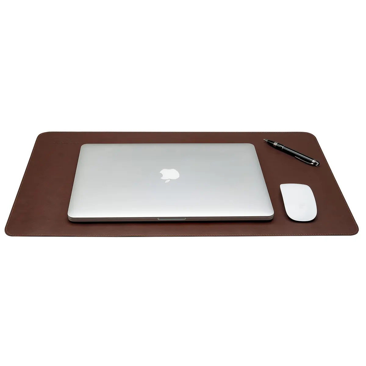 Gallaway Leather Desk Mat - Medium 61cm x 35.5cm (24" x 14") Dark Brown | Smooth PU Leather Writing Pad with Non-Slip Felt Base - view 9