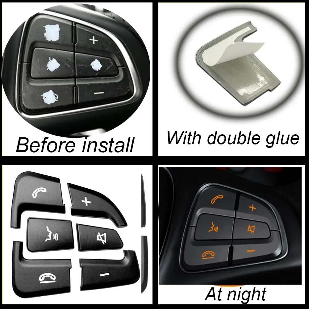 Angelguoguo Car Steering Wheel Button Switch Trim Cover Sticker Fit for Mercedes Benz W205 X253 W447 | Durable ABS, Easy DIY - view 4