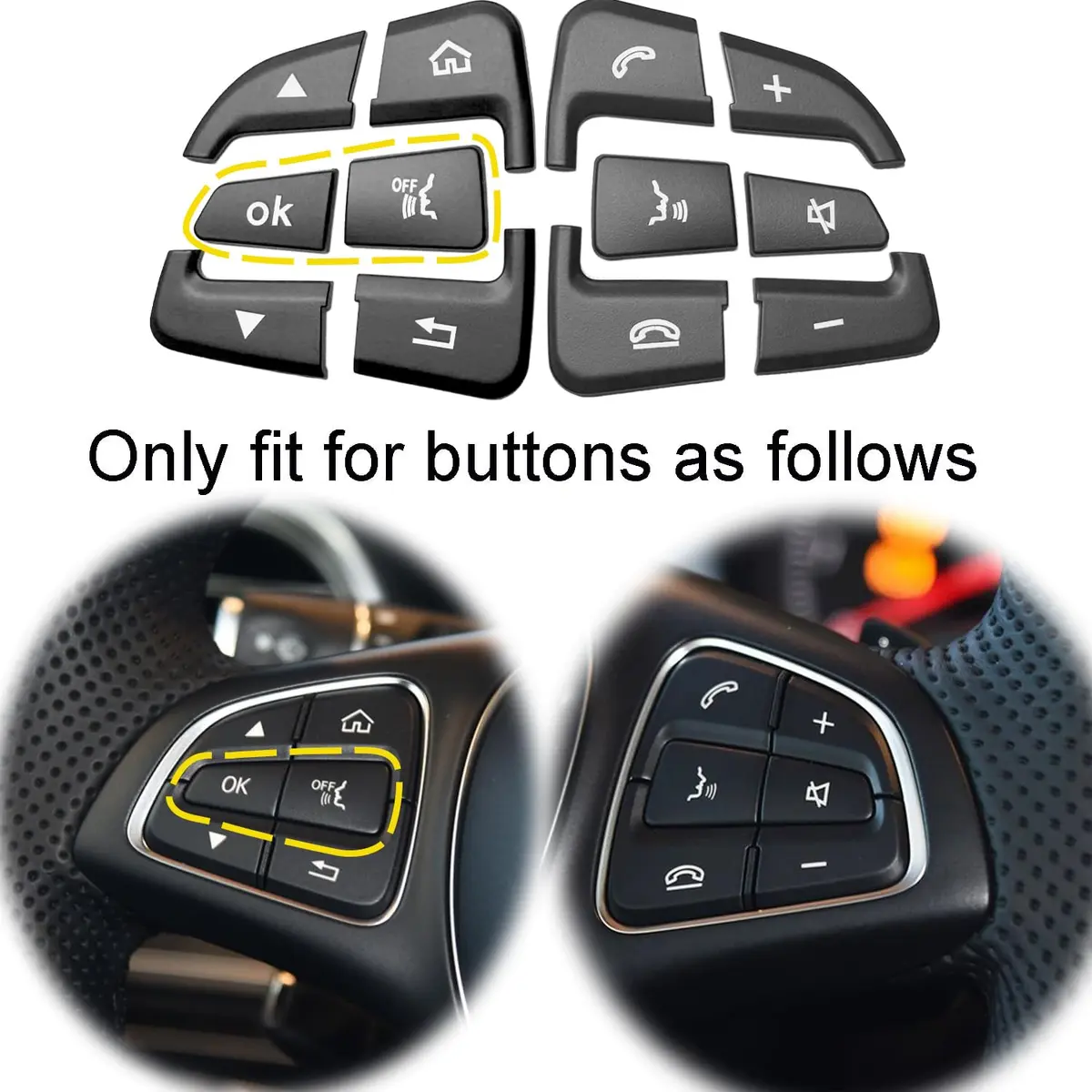 Angelguoguo Car Steering Wheel Button Switch Trim Cover Sticker Fit for Mercedes Benz W205 X253 W447 | Durable ABS, Easy DIY - view 2