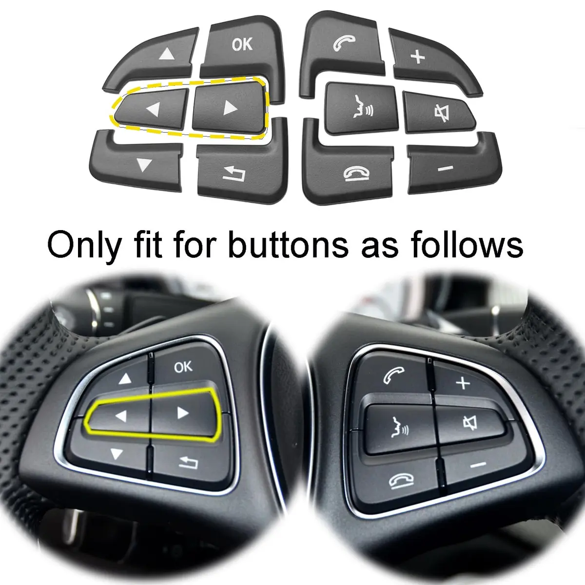 Angelguoguo Steering Wheel Button Cover for Mercedes Benz A B CLA GLA GLE CLS SLC SL Vito Class | Durable ABS Fitment - view 2