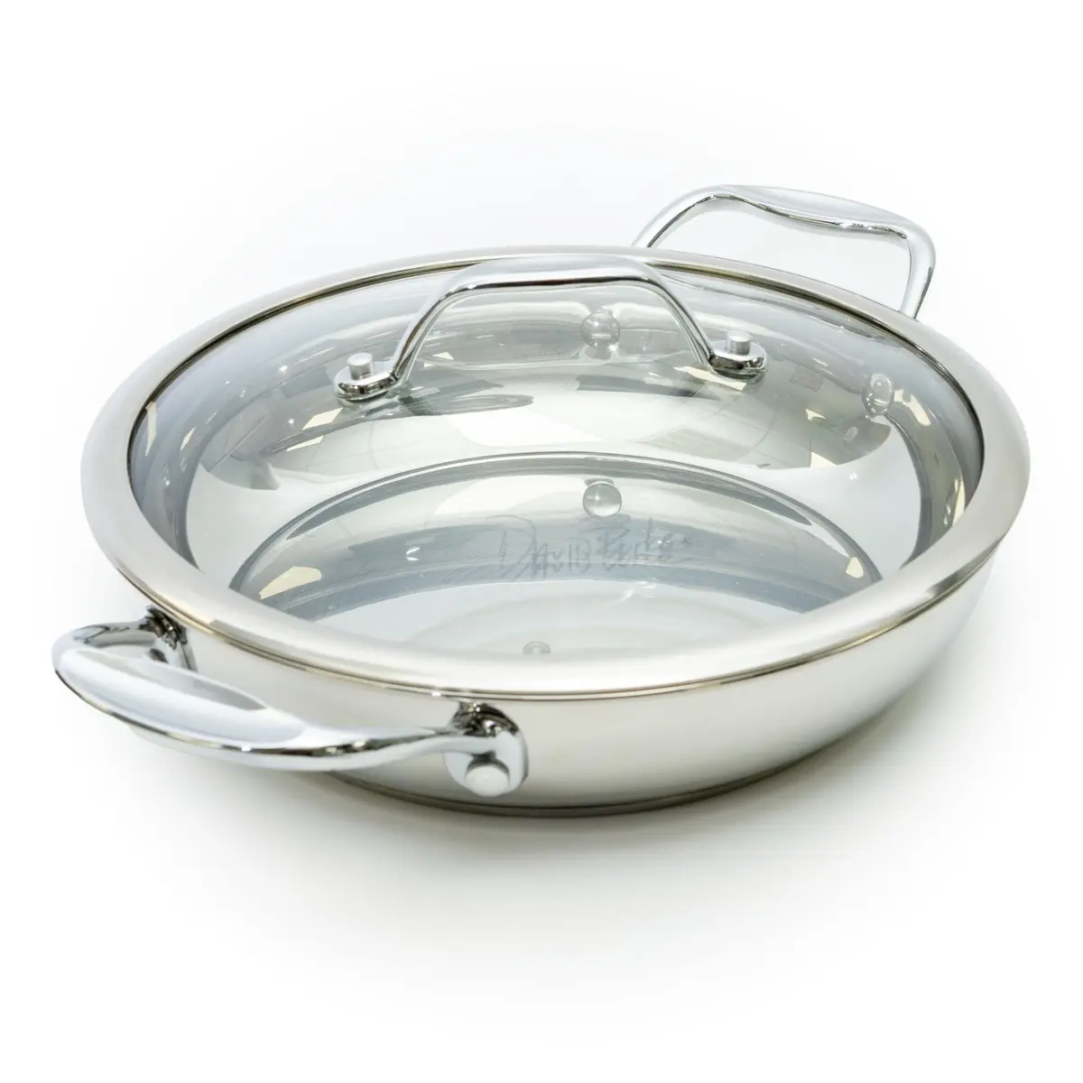 David Burke Splendor 9.5" Fry Pan with Vented Steam Lid – Heavy Gauge Stainless Steel (24 oz Capacity) - main product image