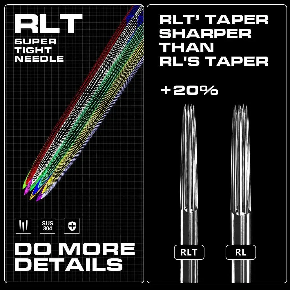 CNC 7RL Tattoo Needles Cartridge 20Pcs #12 Round Liner with Membrane | Universal Rotary Machine Fit - view 6