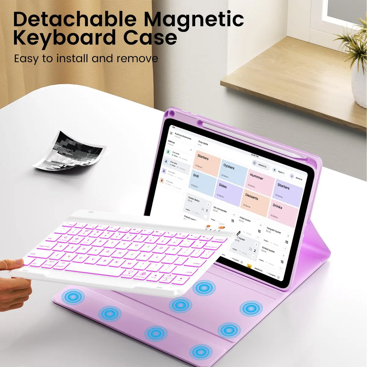 OYEEICE Keyboard Case for iPad 10.2" 9th/8th/7th Gen & Air 3rd/Pro 10.5" Purple | Detachable Wireless Backlit Keyboard Cover with Pencil Holder - view 7