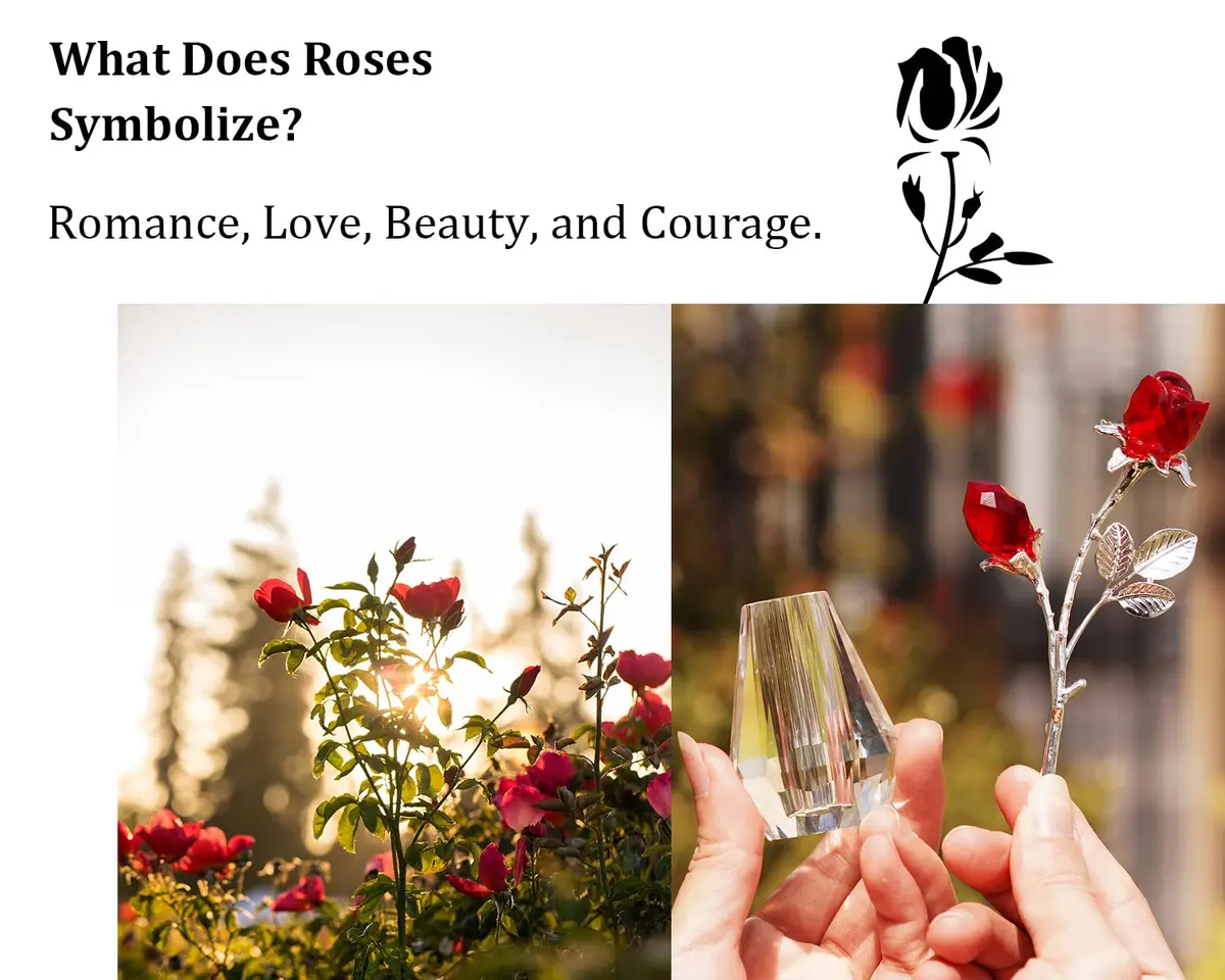 H&D HYALINE & DORA Red Crystal Double Rose Bouquet Figurine | Handmade Romantic Home Decor - view 5