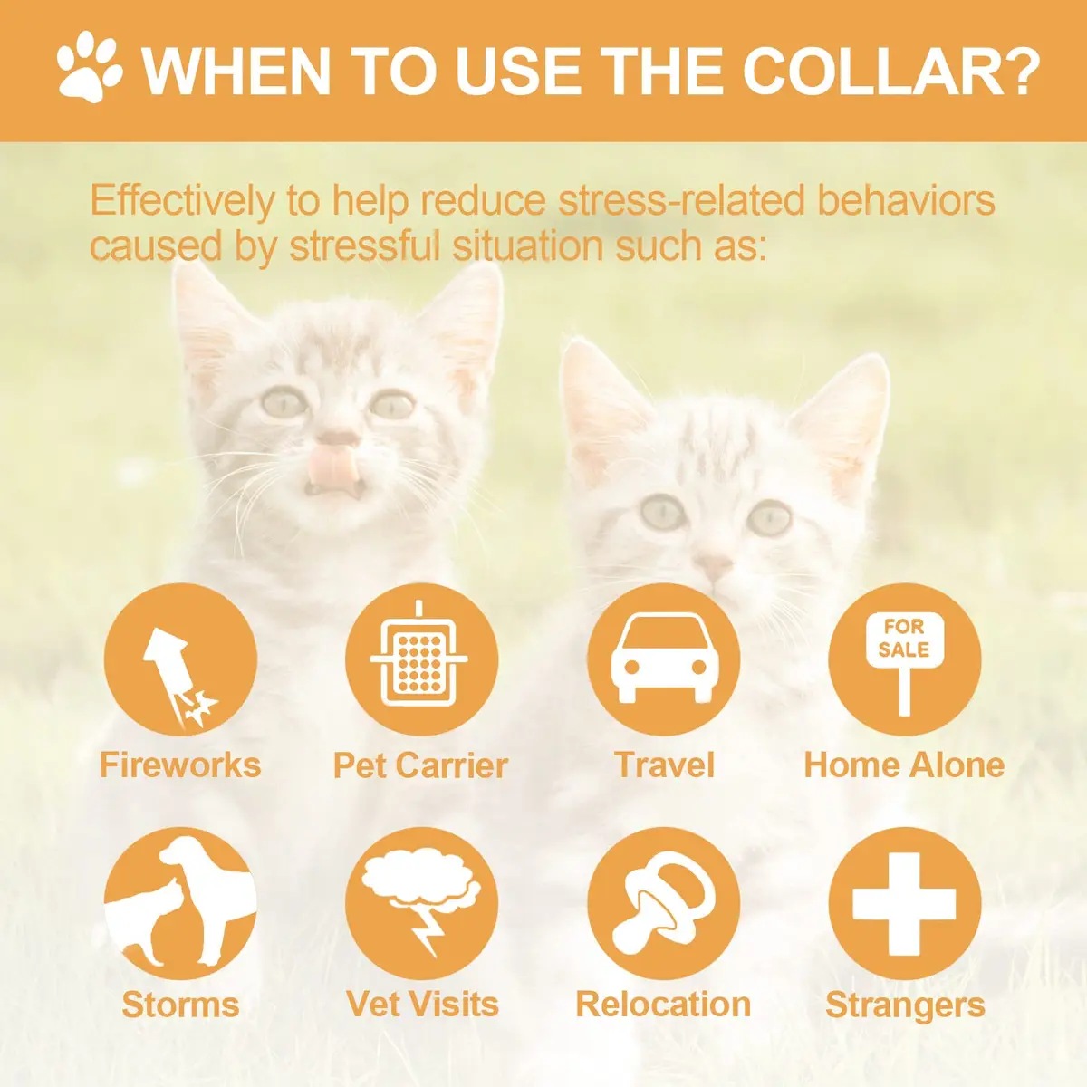 Weewooday 4-Pack Orange Calming Cat Collar with Pendants 38cm (15 Inches) | Reduces Anxiety & Aggression - view 4