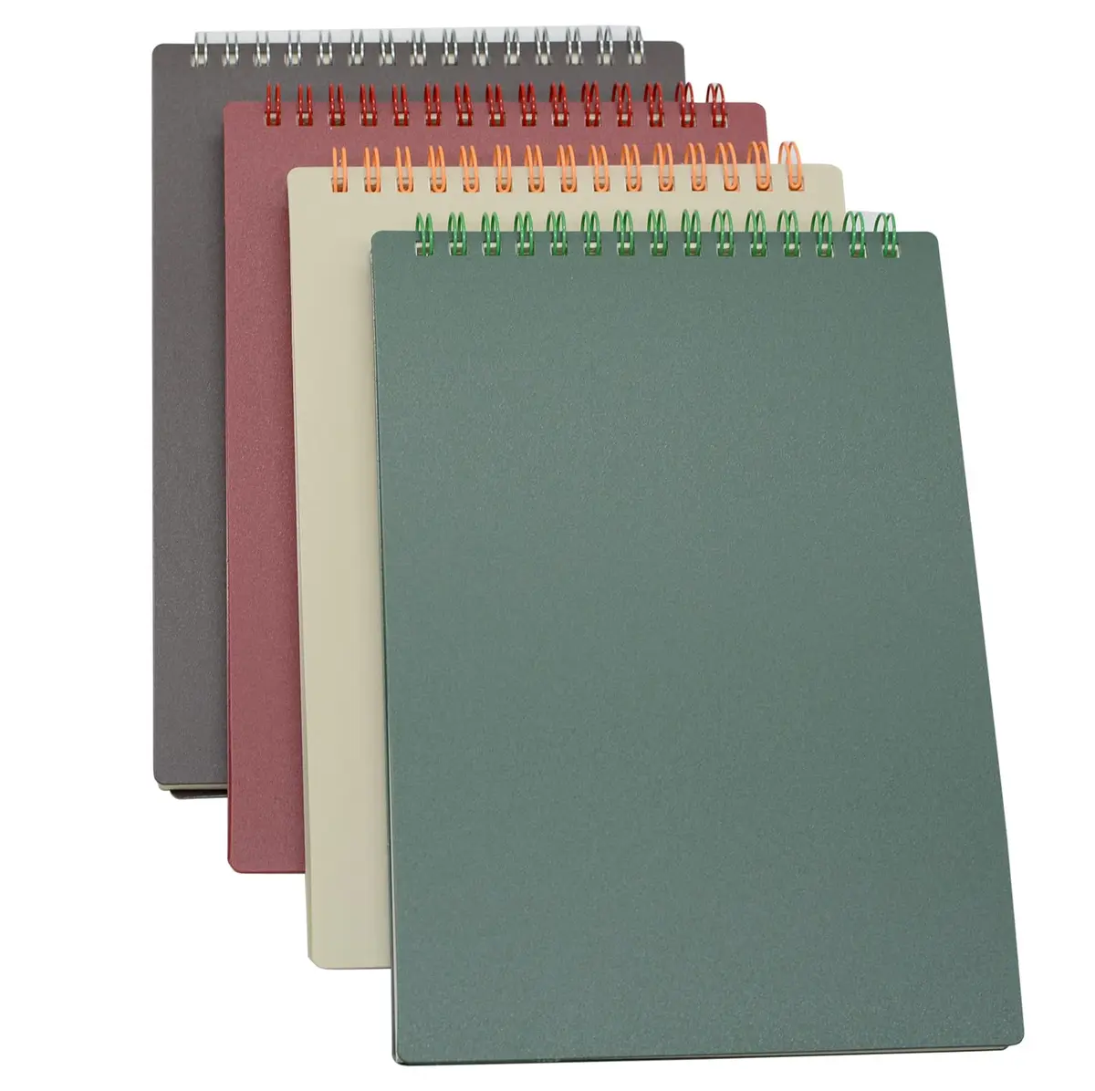 Yansanido Top Bound Spiral Notebook 4 Pack | A5 Size Thick Plastic Hardcover 7mm College Ruled Paper - main product image