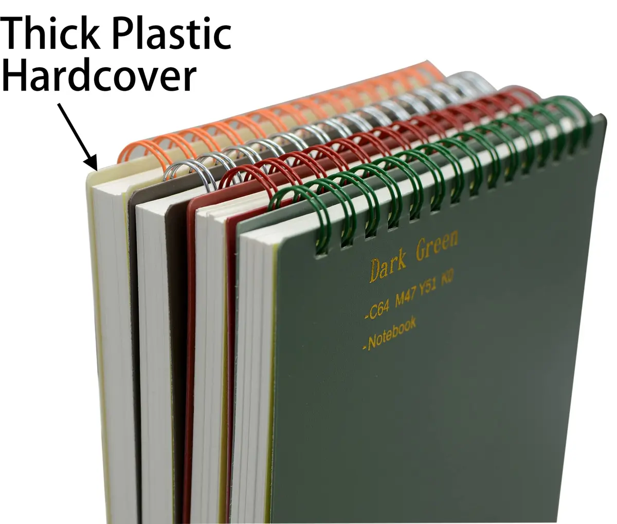 Yansanido Top Bound Spiral Notebook 4 Pack | A5 Size Thick Plastic Hardcover 7mm College Ruled Paper - view 4