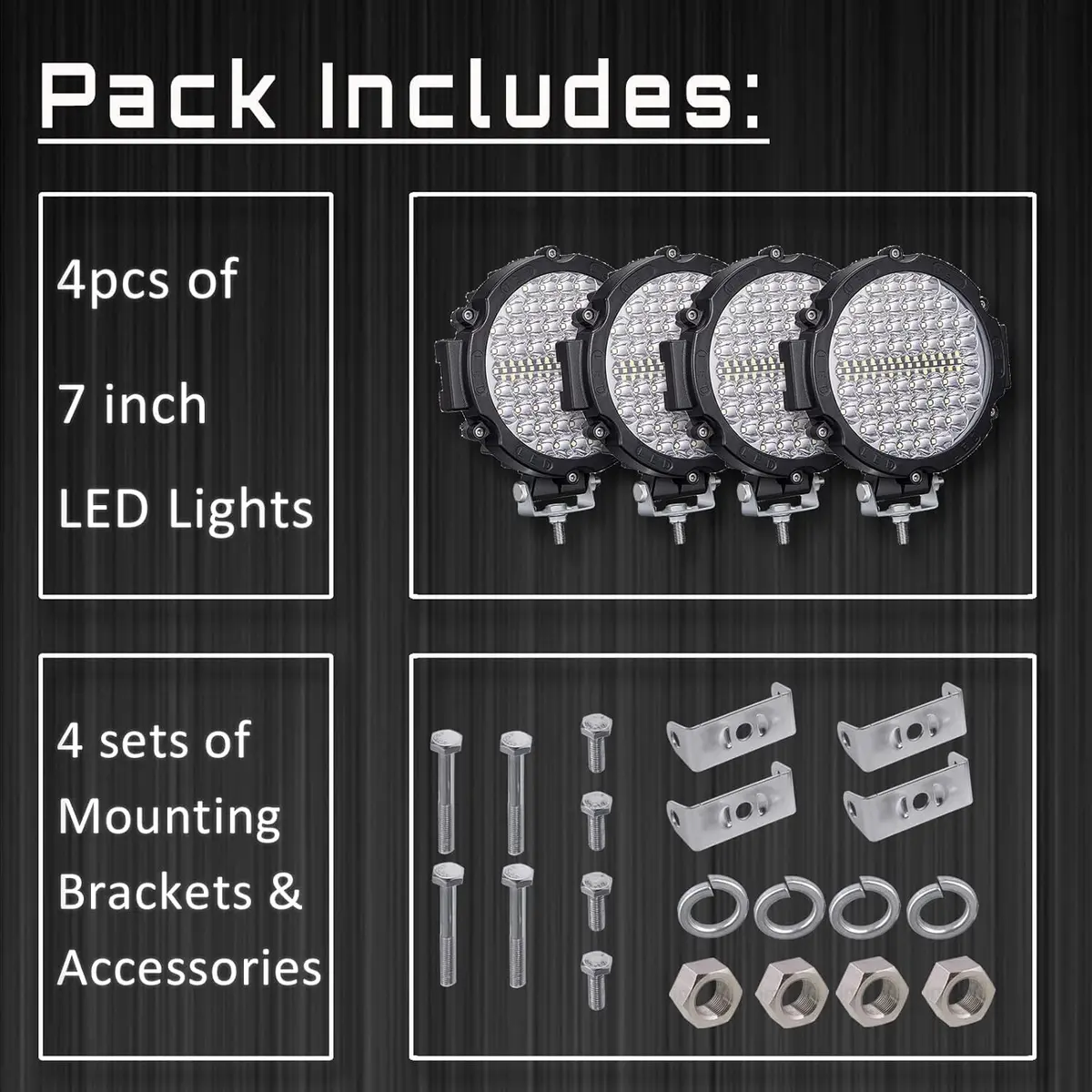 SAN YOUNG 7 Inch Round LED Off Road Lights 210W | Bright 10000lm, Waterproof, 12V-60V, 4 Pack - view 8