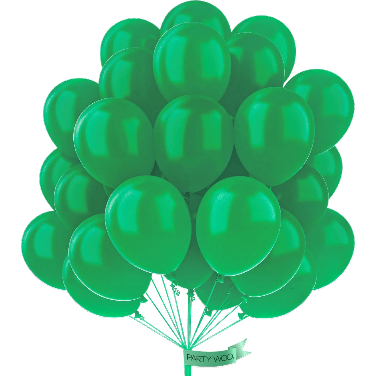 PartyWoo Dark Green Balloons 50 pcs 12 Inch Pearl Hunter Emerald Forest Green Latex Helium Balloons | Assorted Colors Balloon - main product image