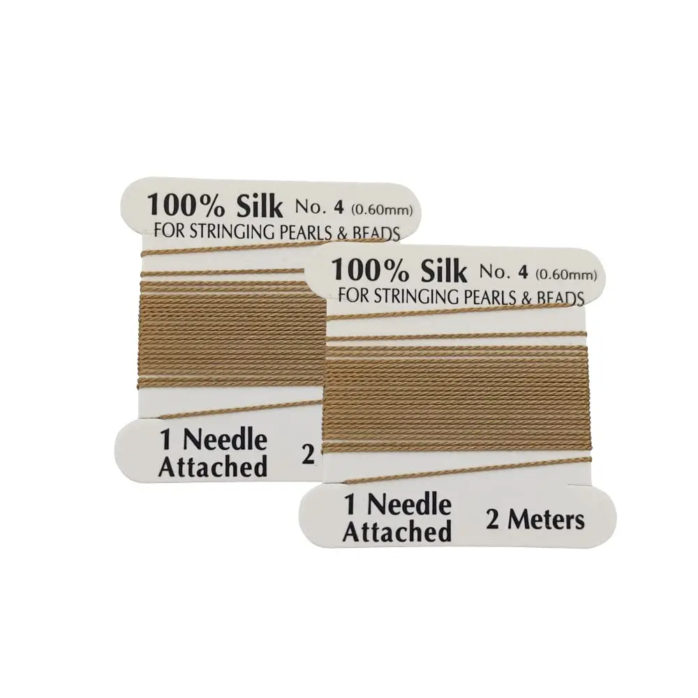 LeGold Silk Beading Cord Size 4 | 2 Meters with Needle, Gold - main product image