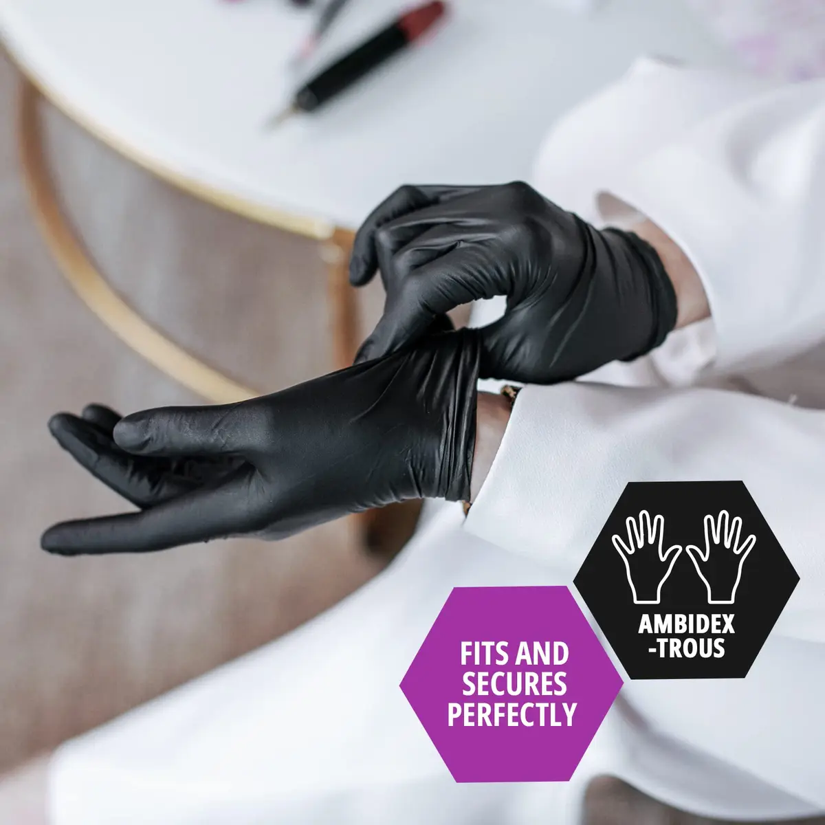 MED PRIDE Black Nitrile Exam Gloves 4 Mil Medium | Waterproof, Puncture-Resistant, Powder-Free (1000-Count) - view 3