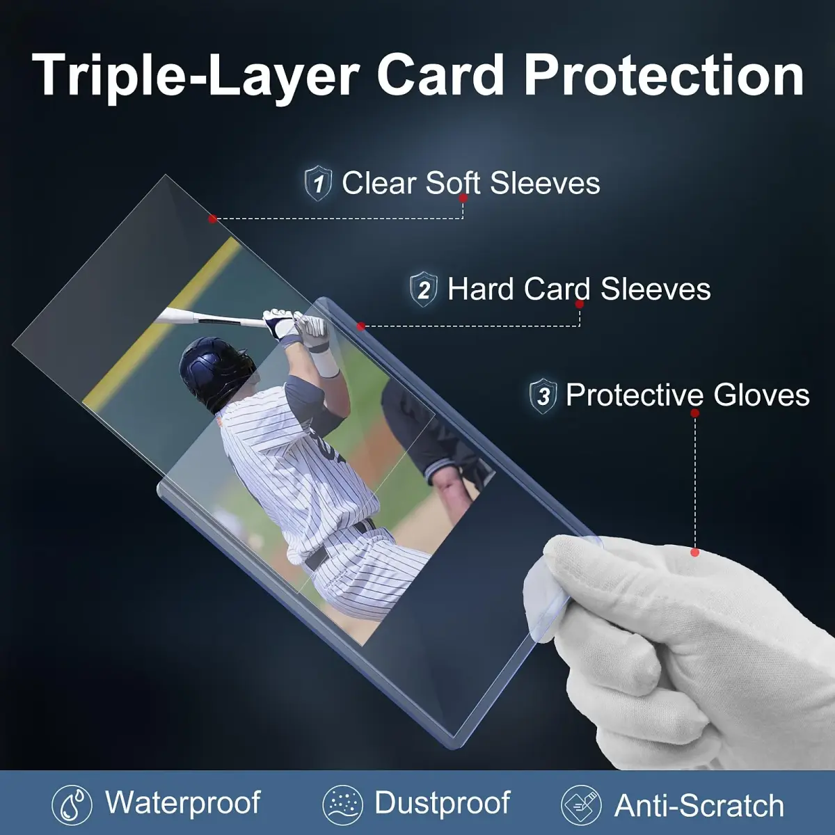 Mlikero 200 Card Sleeves Hard Plastic, 3"X4" Baseball Card Protector | Max Protection Card Sleeves - view 3