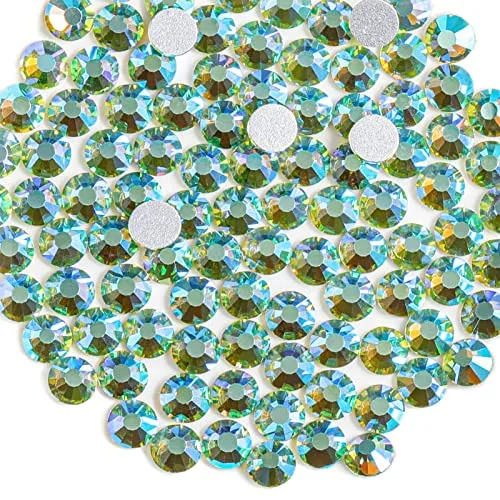 BEADSLAND Flat Back Crystal Rhinestones Peridot AB SS10 (1440 pcs, 2.7-2.9mm) | Glass Gems for Crafts & Nail Art - main product image