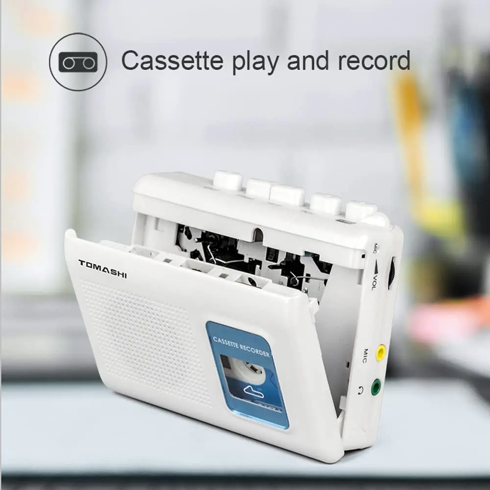 TOMASHI Portable Cassette Player Tape Recorder with Built-in Speaker, Microphone, Headphone Jack, 11.6cm (4.57 inch) | Retro Style Audio Player - view 4
