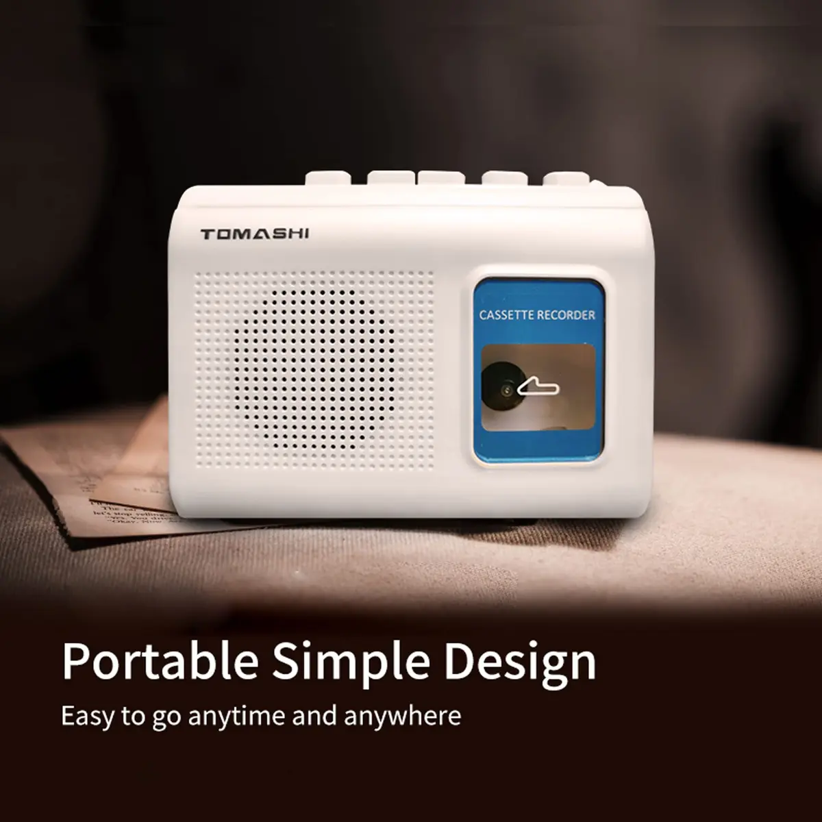 TOMASHI Portable Cassette Player Tape Recorder with Built-in Speaker, Microphone, Headphone Jack, 11.6cm (4.57 inch) | Retro Style Audio Player - view 2