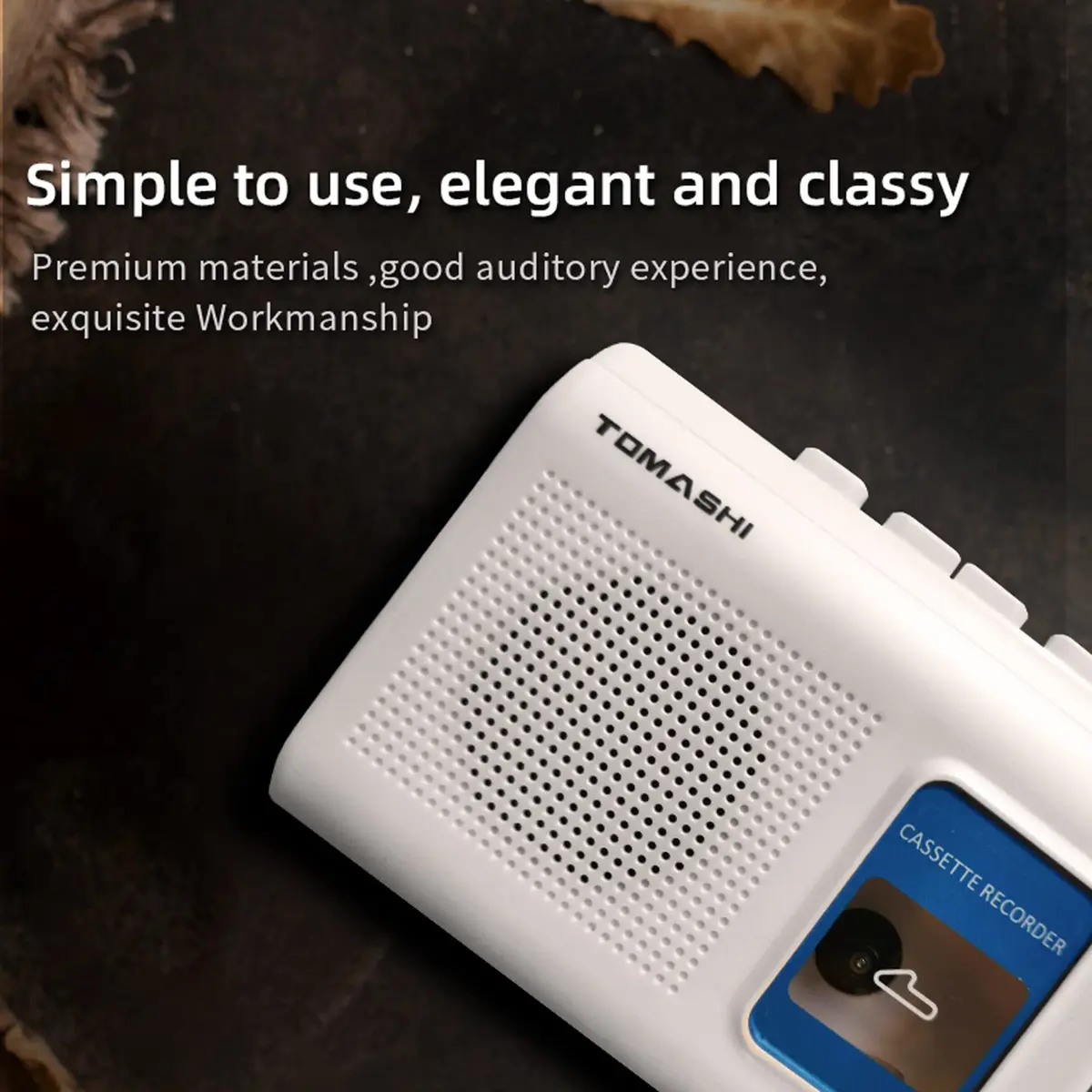 TOMASHI Portable Cassette Player Tape Recorder with Built-in Speaker, Microphone, Headphone Jack, 11.6cm (4.57 inch) | Retro Style Audio Player - view 3