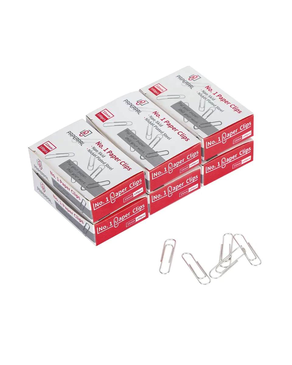 PAPERPAL Non-Skid Paper Clips 33mm (1-2/7") Silver | 600 Count Bulk Pack for Office, School, DIY - main product image