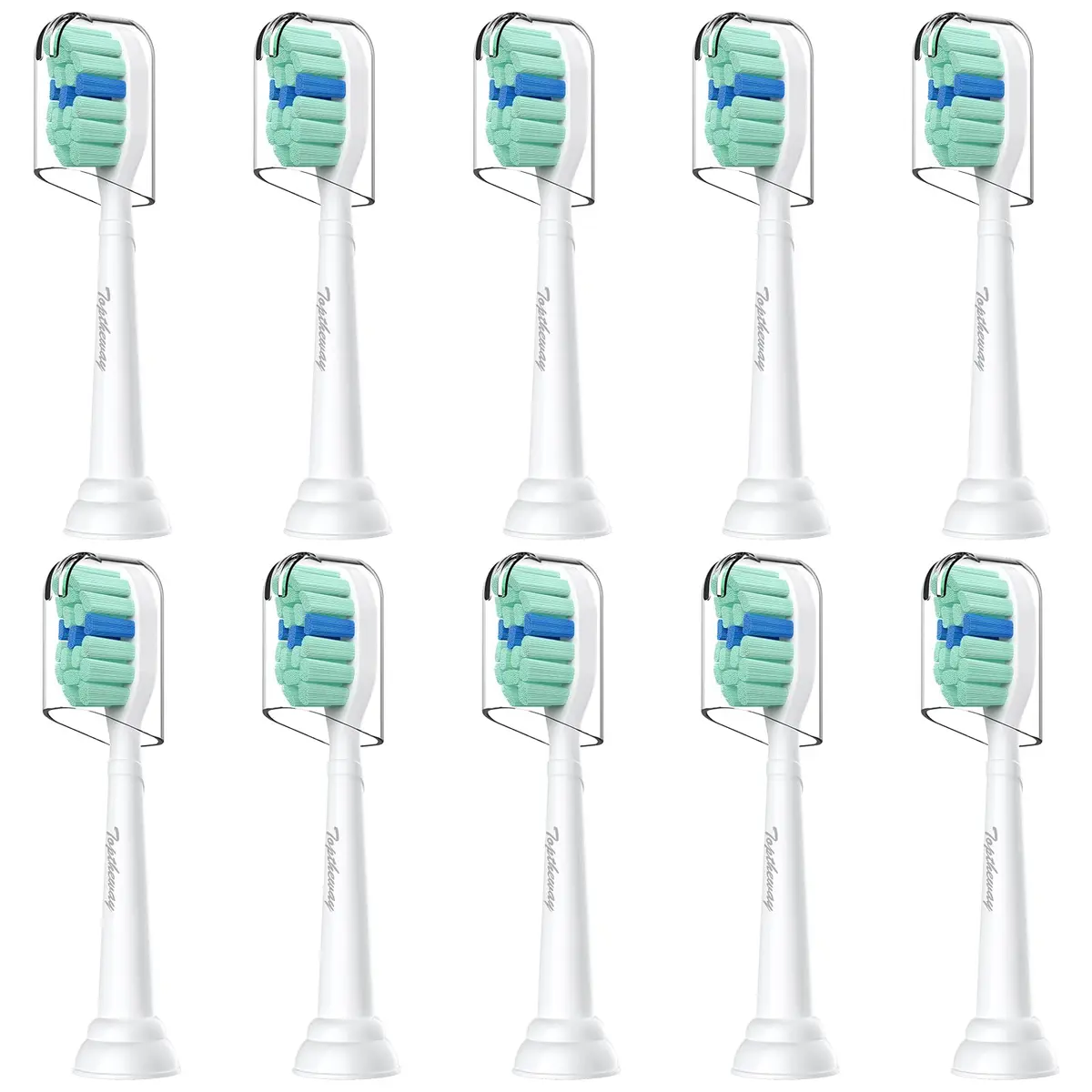 toptheway Toothbrush Replacement Heads Compatible with Philips Sonicare 10 Pack | Plaque Control & Gentle Bristles - main product image