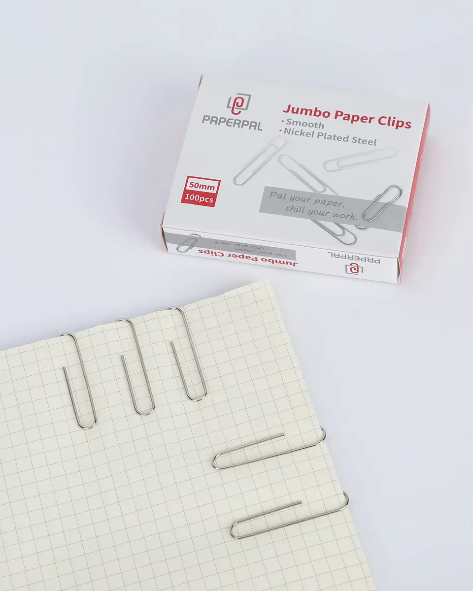 PAPERPAL Jumbo Smooth Paper Clips 50mm (2") 300 Count | Strong Grip, Anti-Rust Finish - view 5