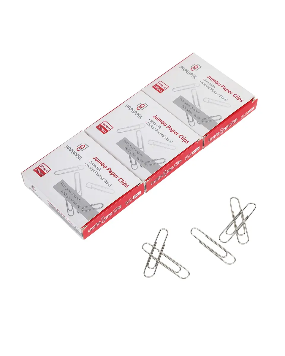 PAPERPAL Jumbo Smooth Paper Clips 50mm (2") 300 Count | Strong Grip, Anti-Rust Finish - main product image