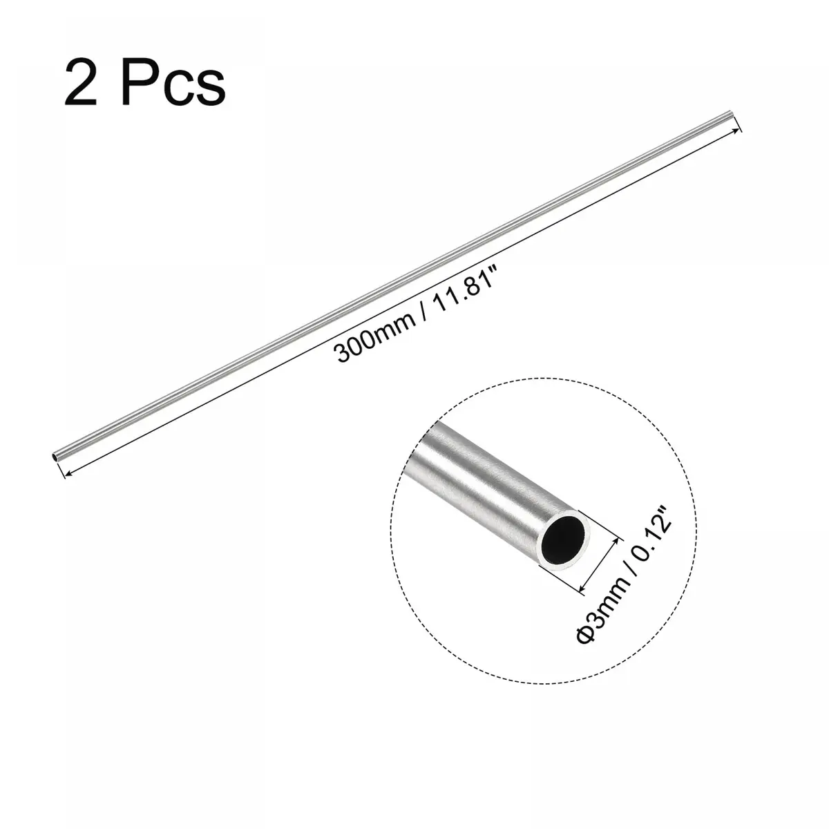 uxcell 316 Stainless Steel Tube 3mm OD 0.5mm Wall 300mm | Seamless, High Durability - view 2
