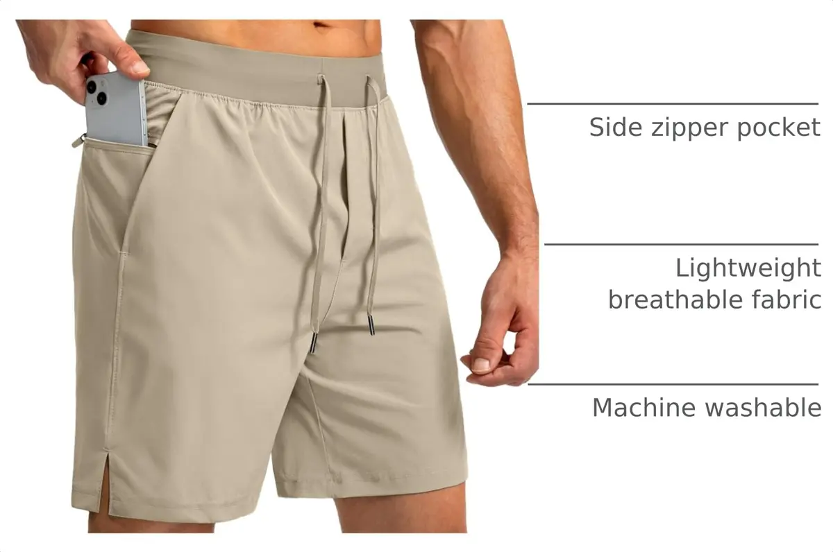 Soothfeel Men's Workout Athletic Shorts with 3 Pockets 7" Inseam | Lightweight, Quick-Drying, Breathable Active Shorts - view 4