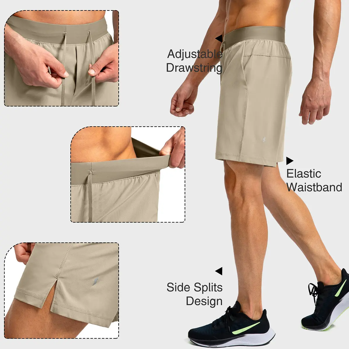 Soothfeel Men's Workout Athletic Shorts with 3 Pockets 7" Inseam | Lightweight, Quick-Drying, Breathable Active Shorts - view 5