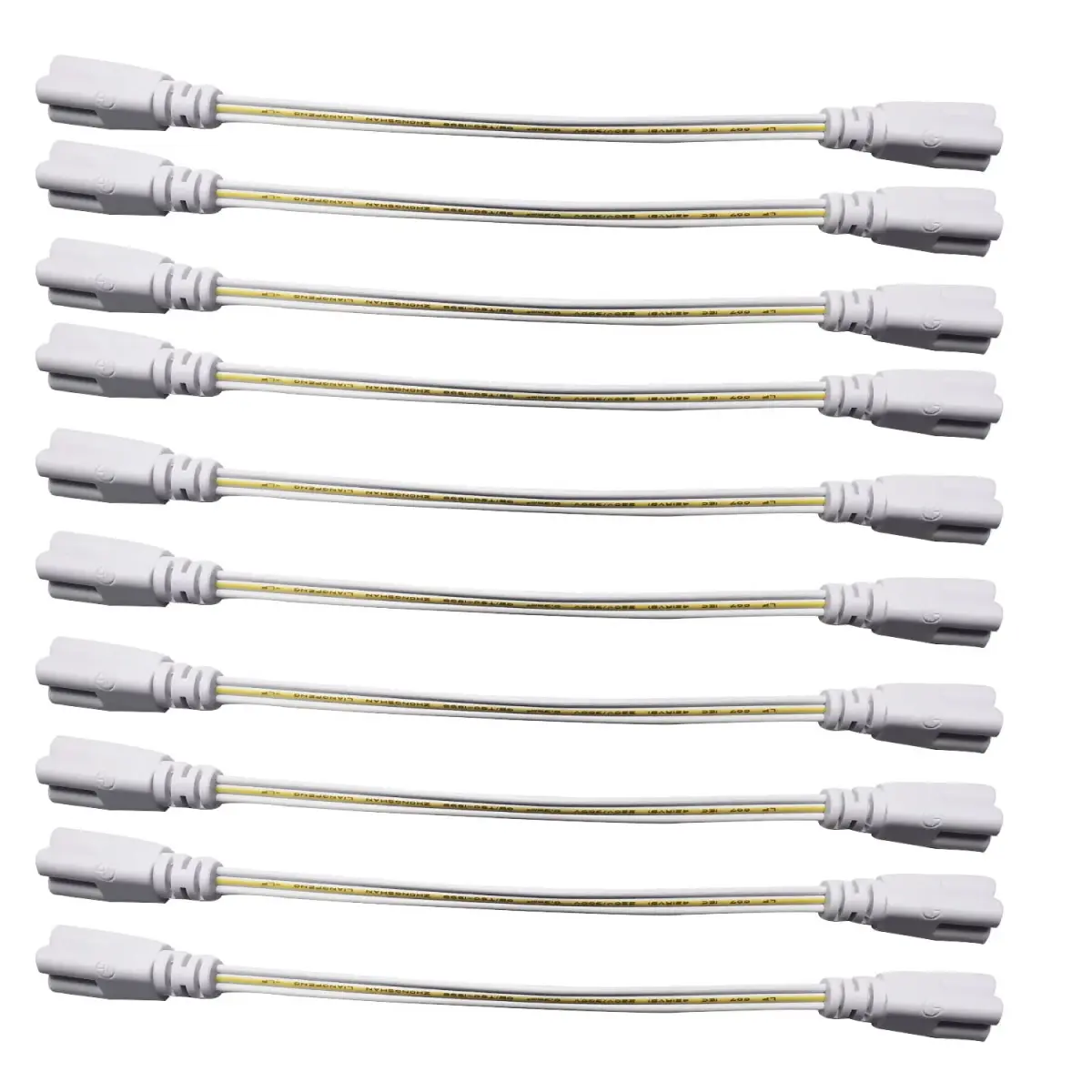 Faoyliye T5 T8 Tube Connector Cords 20cm (7.8in) 10-Pack | 3-Pin Female to Female LED Extension Cable - main product image