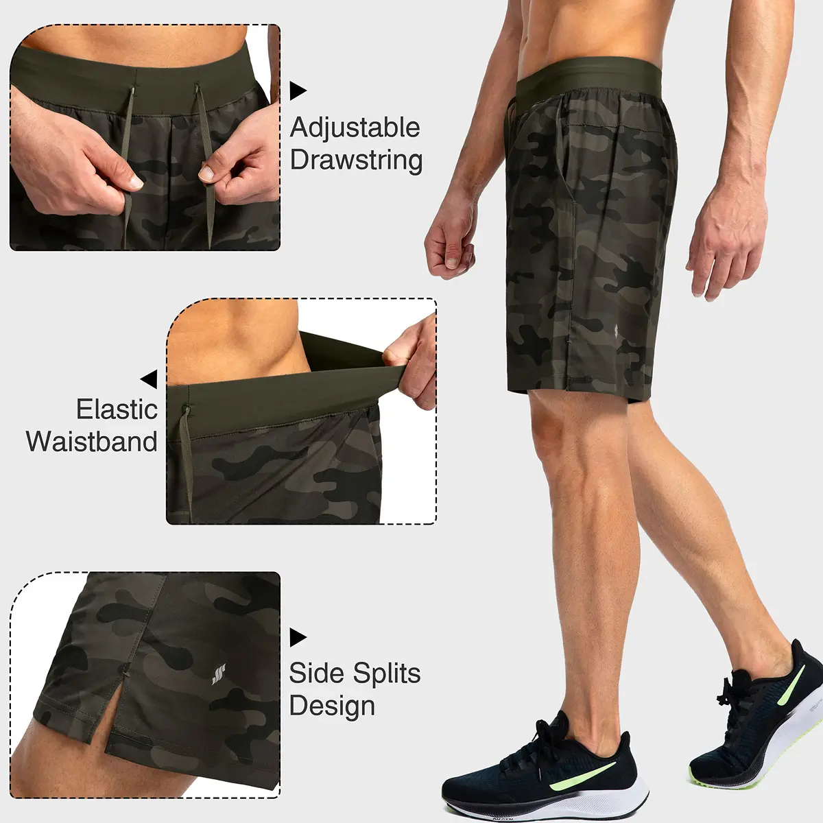 Soothfeel Men's Workout Athletic Shorts with 3 Pockets 7" Inseam | Lightweight, Quick-Drying, Multi-Sport Fit - view 6