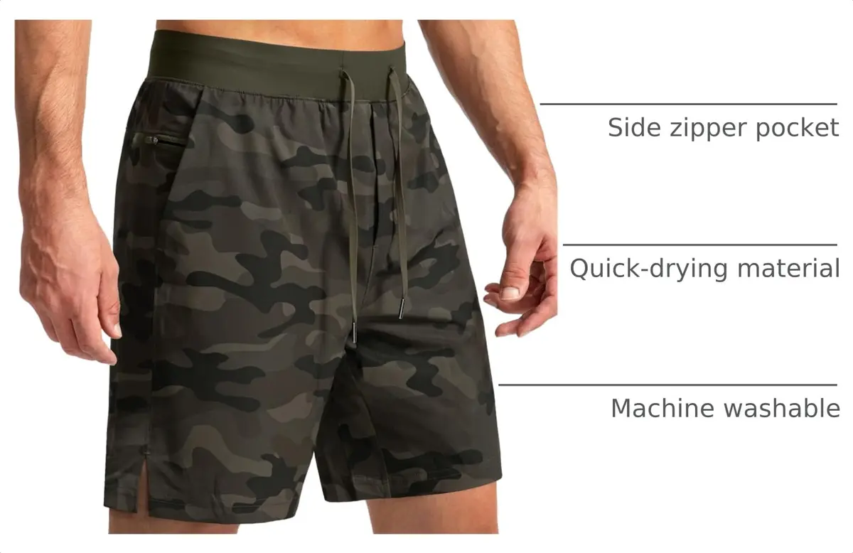 Soothfeel Men's Workout Athletic Shorts with 3 Pockets 7" Inseam | Lightweight, Quick-Drying, Multi-Sport Fit - view 4