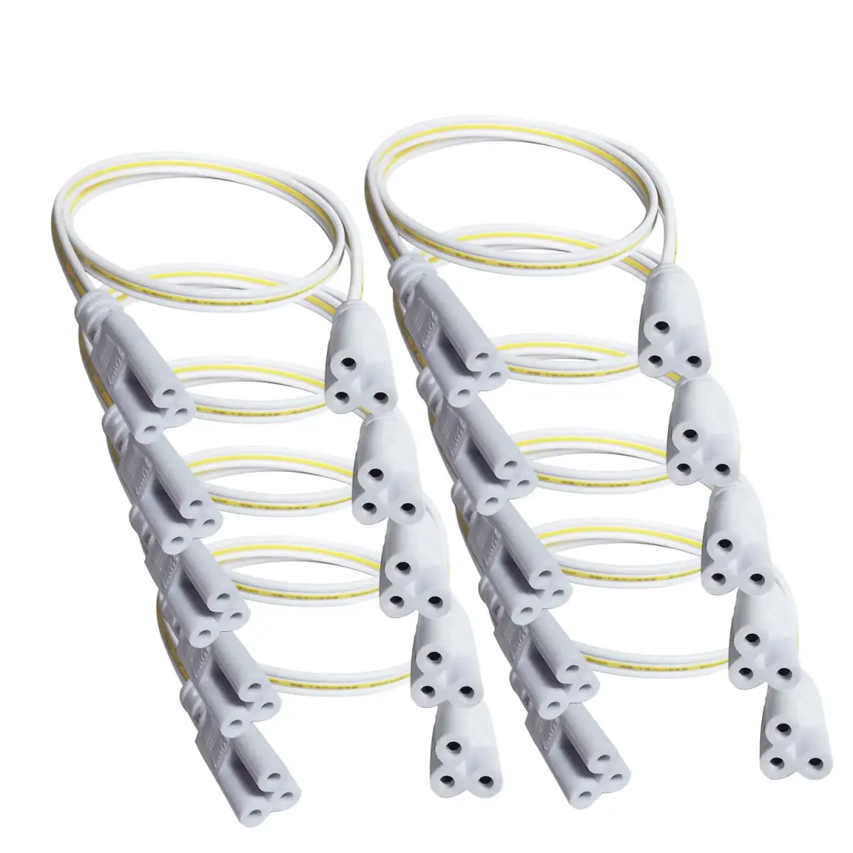 Faoyliye T5 T8 Tube Connector Cords 50cm (1.6ft) | 10-Pack Female to Female Extension Cable for Integrated LED Tubes - main product image