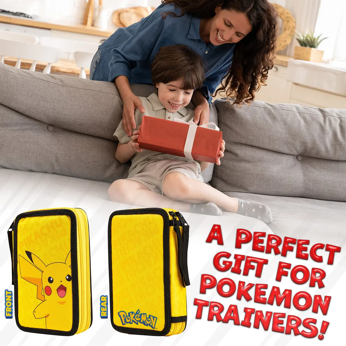 Pokémon Pikachu Pencil Case with Stationery Set | Yellow, 20cm (7.87in) - view 2