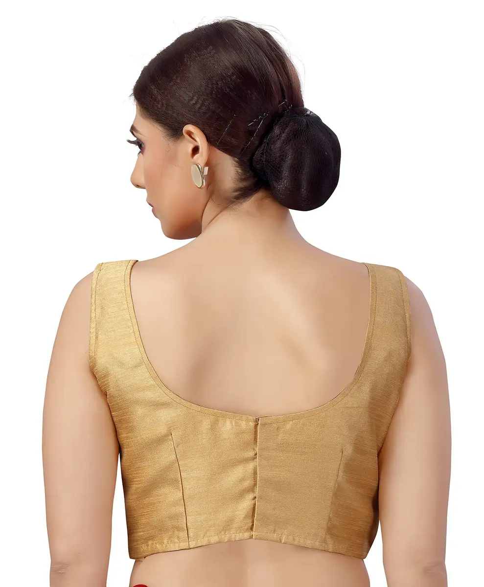 STUDIO Shringaar Women's Art Silk Readymade Saree Blouse (38) Mustard | Elbow Length Sleeves, Front Hook Closure - view 4