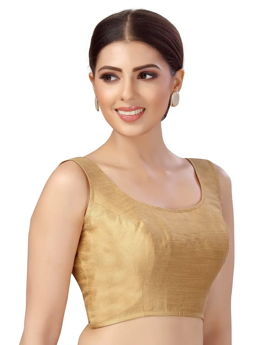 STUDIO Shringaar Women's Art Silk Readymade Saree Blouse 36 Mustard | Elbow Length Sleeves - view 3