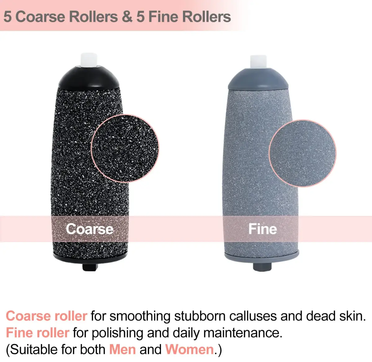 Piwerod Roller Refills for Finishing Touch Flawless Pedi 96g (3.4 oz) | 10 Pack Replacement Heads with Brush - view 2
