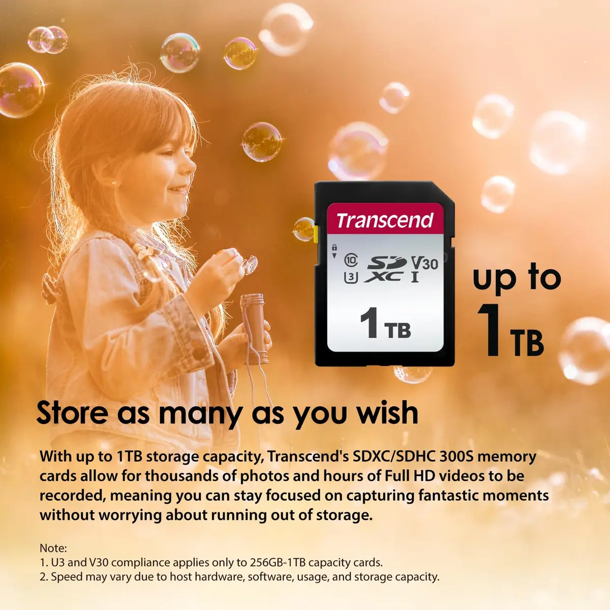 Transcend 1TB SDXC SD Card UHS-I U3 V30 4K UHD & Full HD | High-Speed Memory Card for DSLR & Trail Cameras - view 3