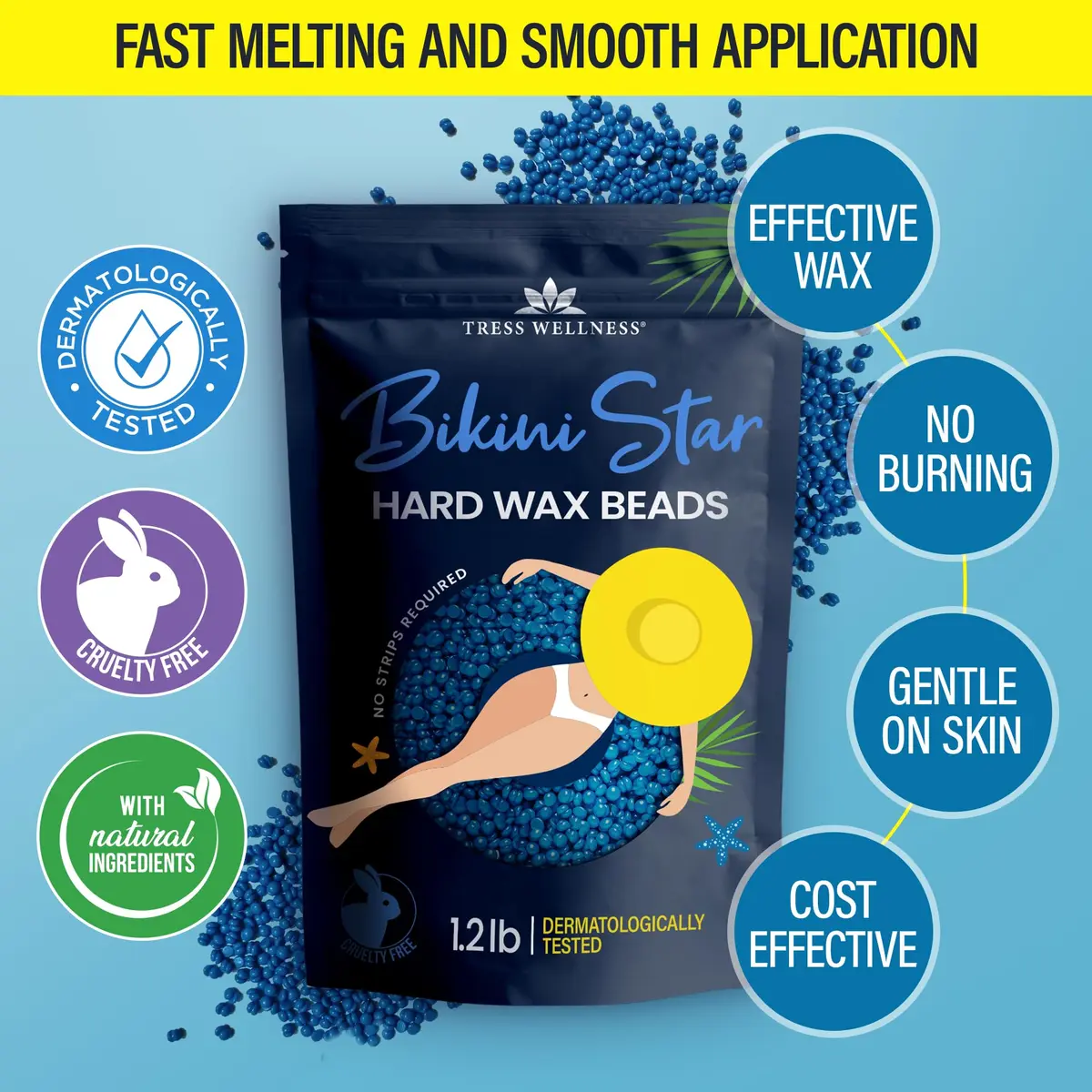 Tress Wellness Bikini Star Hard Wax Beads 544g (19.2 Oz) | Award Winning for Coarse Hair Removal - view 5