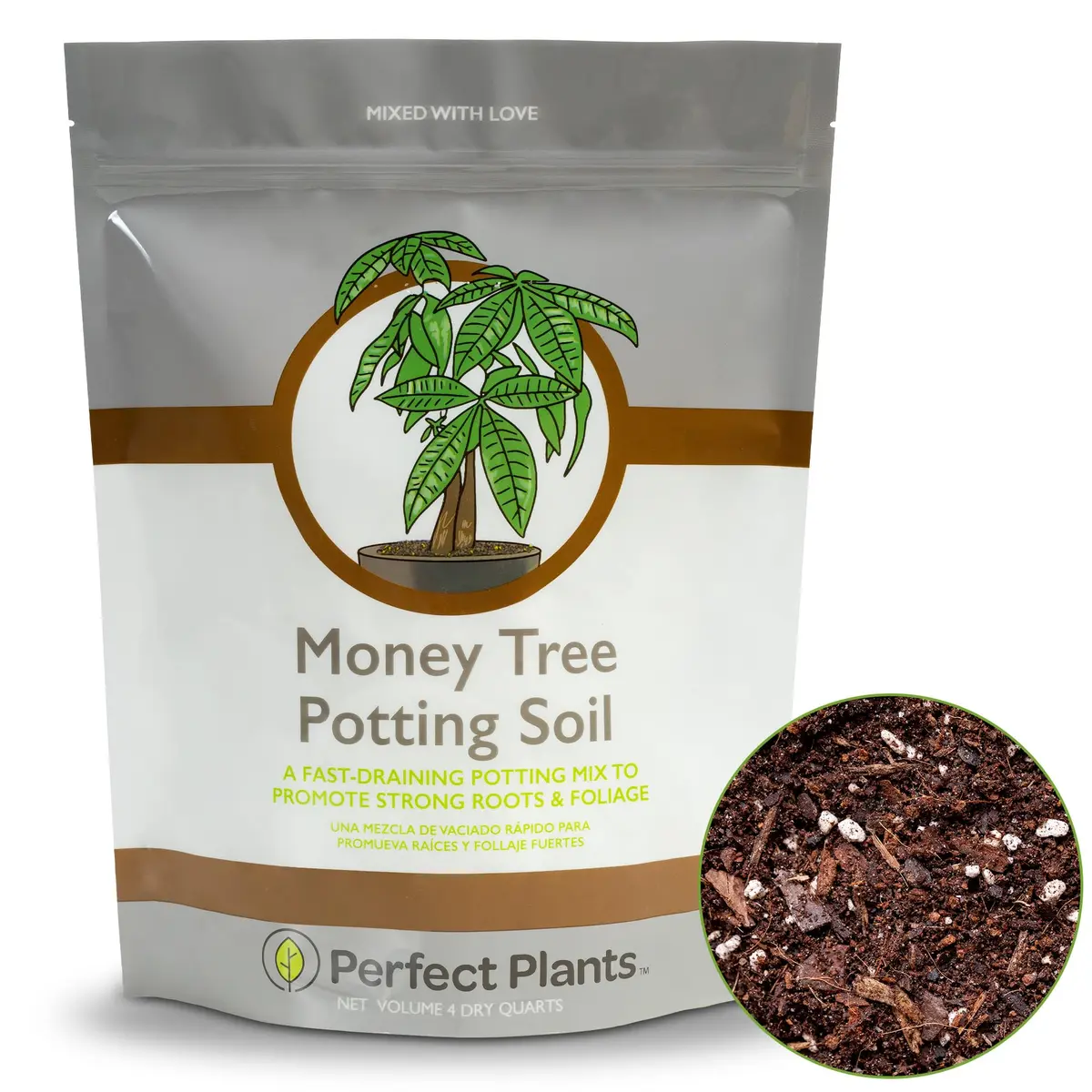 Perfect Plants Money Tree Potting Soil, 4 qt | Supports Healthy Roots & Lush Leaves - main product image