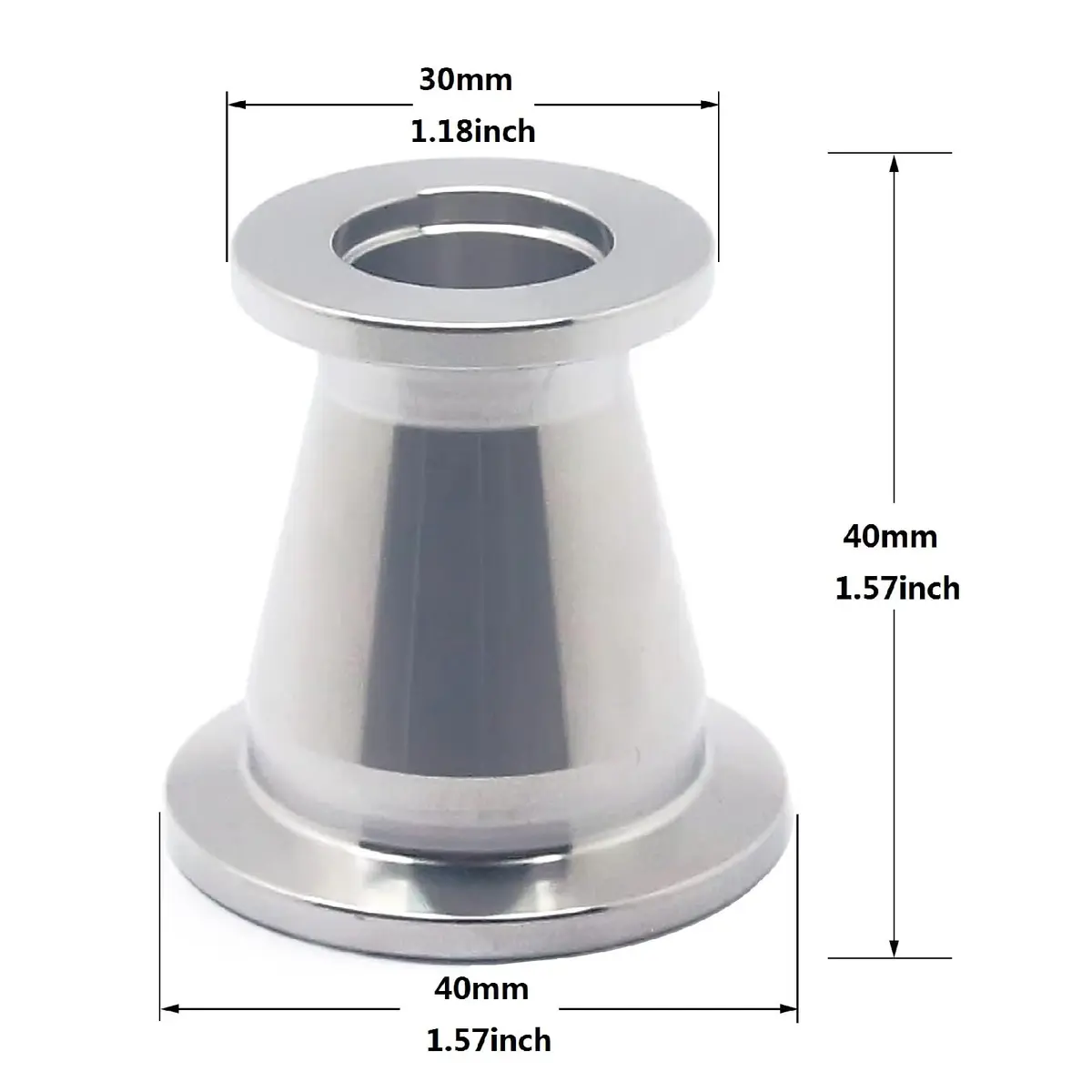 QMINOX SS304 Vacuum Conical Reducer KF adaptor fittings KF-25 to KF-16 | Stainless Steel Vacuum Fitting with KF25 to KF16 Flange - view 2