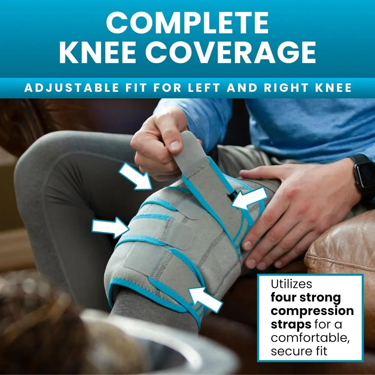 Vive Knee Ice Pack Wrap (2 Pack) - Cold/Hot Gel Compression Brace for Pain Relief - view 4