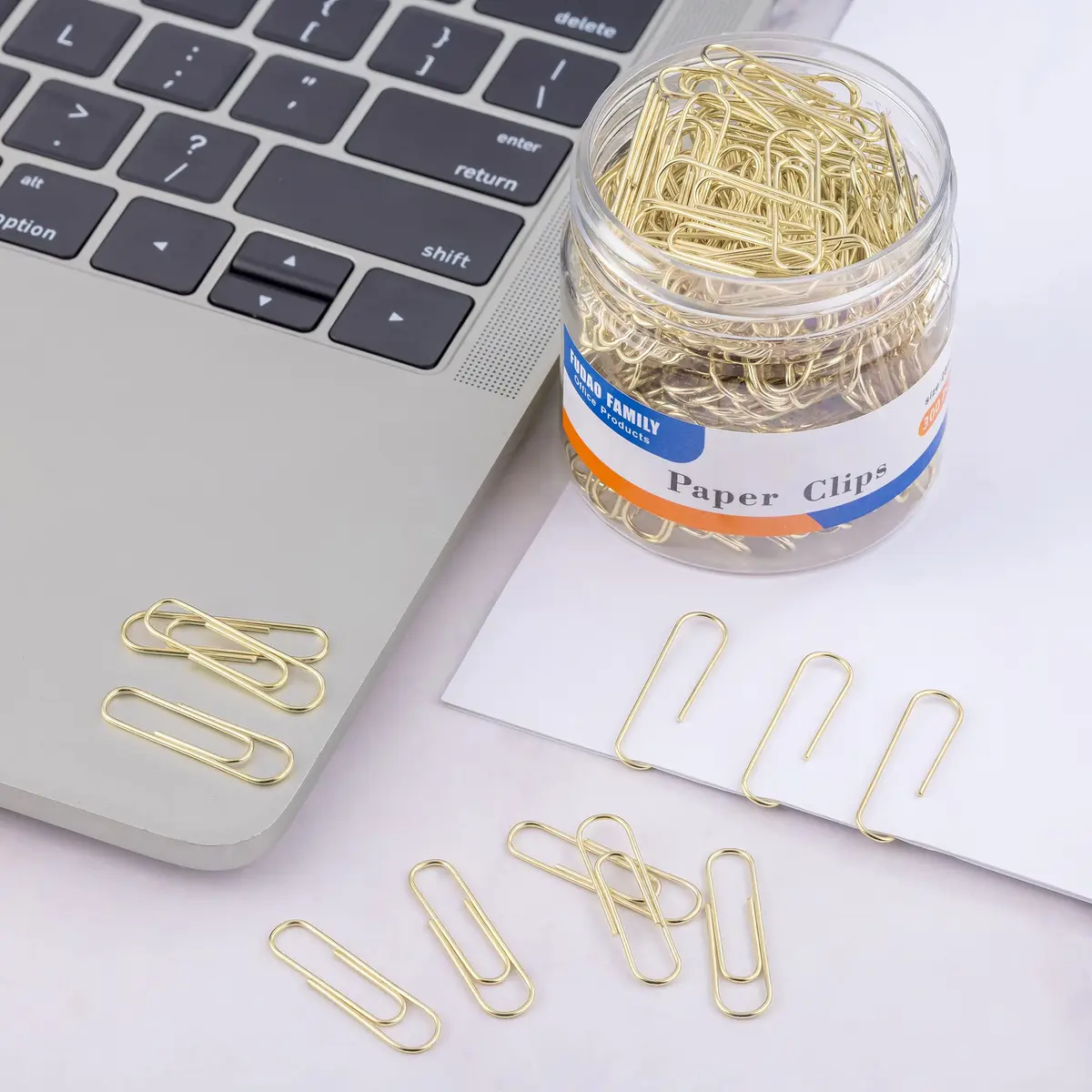 FUDAO FAMILY Gold Paper Clips 300-Count 1.1 Inch (28mm) Small | Reusable Storage & Office Use - view 5